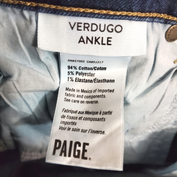 PAIGE Jeans Verdugo Ankle Darton Distressed Frayed Hem Jeans - Size 28 - Picture 9 of 10